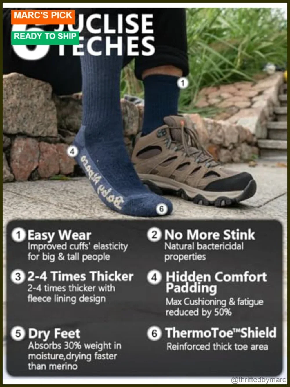 Alpaca Wool Heavyweight Thermal Hiking Socks Men's Crew